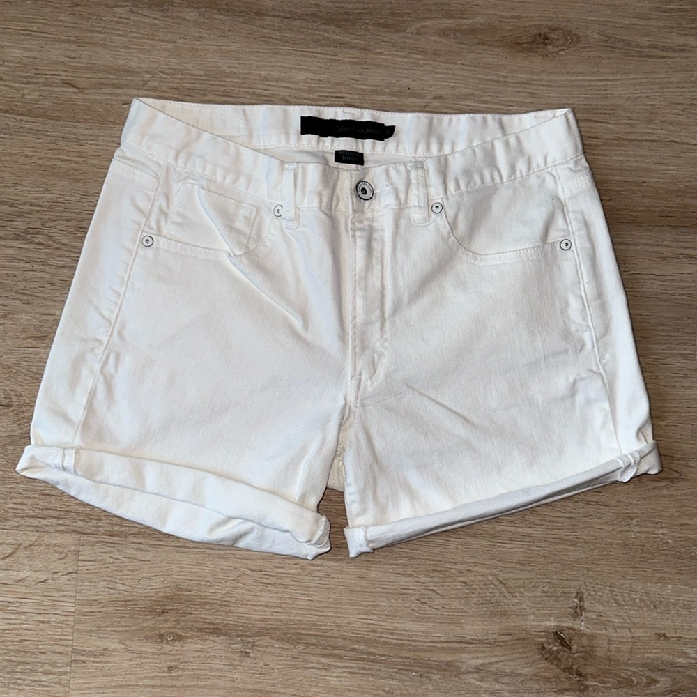 Calvin Klein white denim shorts